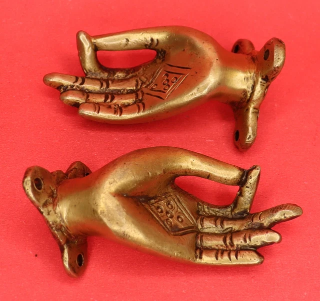Mudra Hand Antique Repro Handmade Brass Drawer Cabinet Door Pull Handle Knob