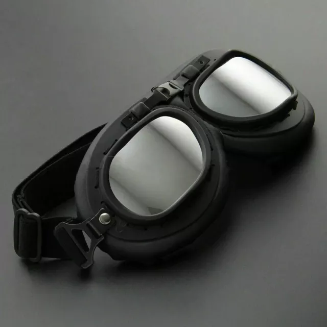 Retro Vintage Pilot Aviator Goggles Motorcycle For Harley Racer Cruiser Tinted