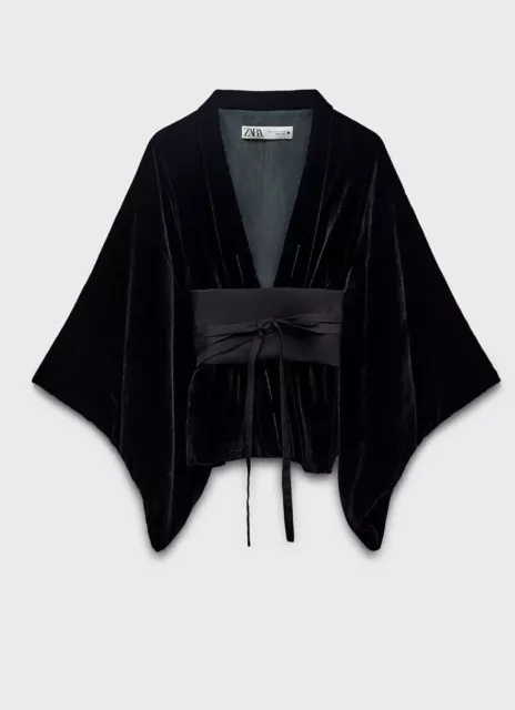 Zara Black Velvet Kimono Xs