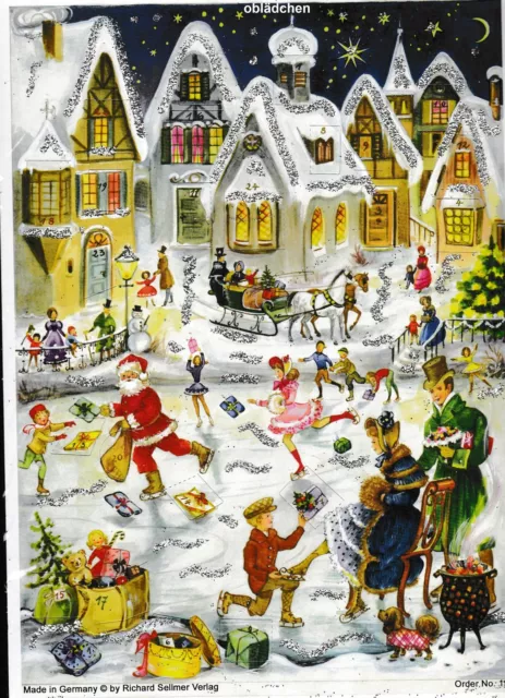 # SELLMER Adventskalender # Nr. 19 Weihnachtsmann läuft Schlittschuh m. GLIMMER