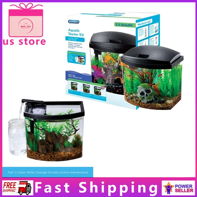 2.5 Gallons Aquatic Starter Kit Fish Tank Aquarium, Clear Acrylic,Fast Shipping
