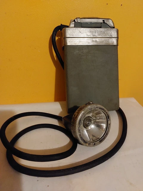 Vintage Thomas Edison Battery Miners Helmet Lamp