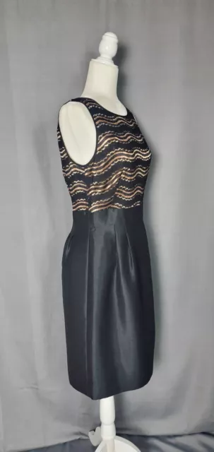 Tahari Dress Womens 8 Black Bronze Shimmer Sleeveless Special Occasion Dressy 2