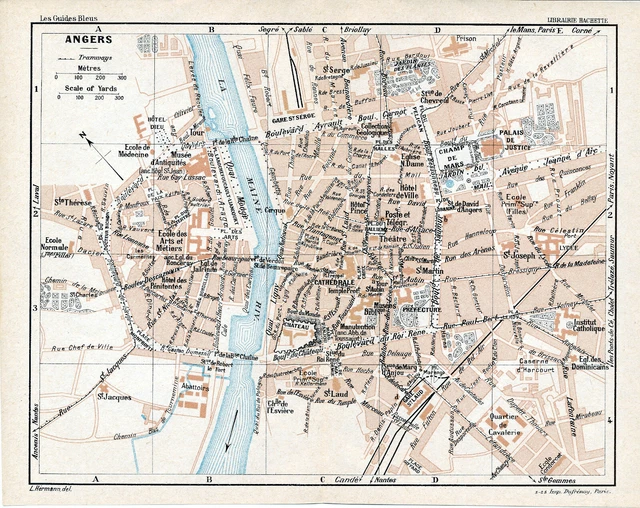 49 ANGERS 1925 pt. plan ville, carte + guide (9 p.) Jardin du Mail