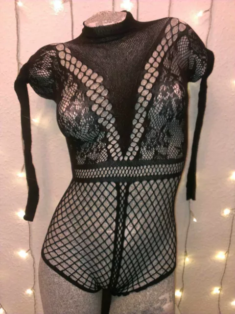 Leg Avenue Fischnetz Fishnet One Size Body Bodysuit Langarm Gothic Goth Punk 3