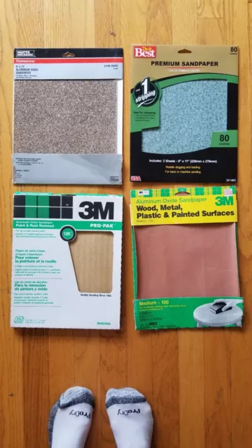Sandpaper Open Box Lot 9x11 3M Master Mechanic Al-Oxide 120C, 100, 80, 40 Grit