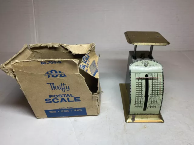 Vintage Deluxe Thrifty Postal Scale 700 IDL Mfg. & Sales Corp NY USA 1 Lb Max