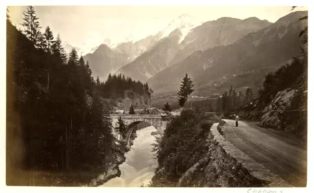 France, Chamonix Vintage albumen print.  Tirage albuminé  12x22  Circa 188