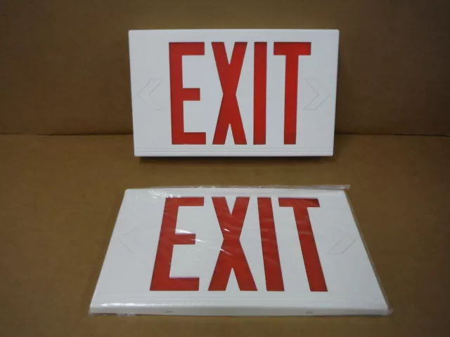 Exitronix Emergency Exit Sign LED Battery Back Up White W/ Red Letters