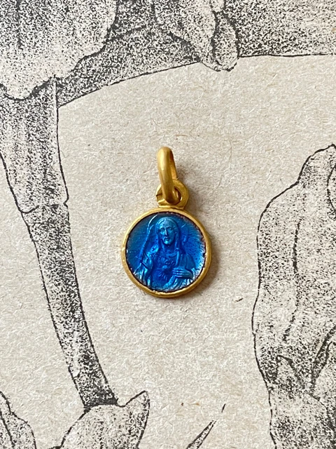Ancien Pendentif Médaille En Plaqué Or Sainte Thérèse - Occasion, Bon état, Format Petit, Thème Anges