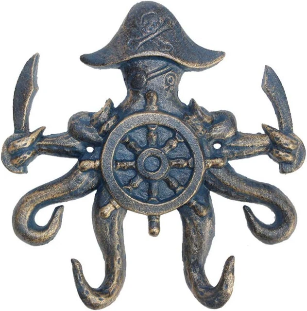 Octopus Rustic Coat Hooks Cast Iron Wall Mount Hat Hook Towel Key Hook