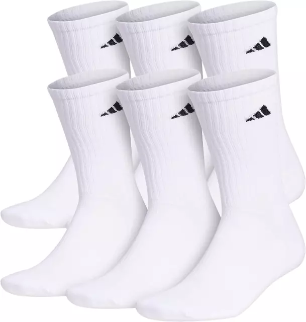 Adidas Men's Athletic Cushioned Crew Socks Arch Compression Secure Fit (6-Pair)