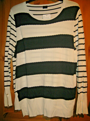 SIXTH SENSE LEICHTER Damen Pulli Gr.XL weiß-schwarz gestreift modisch