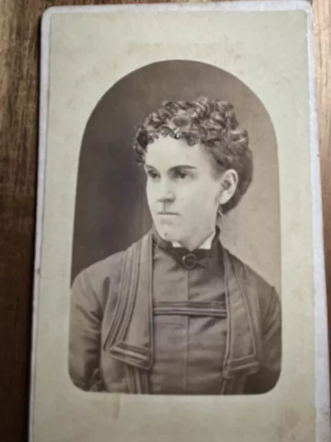 Antique CDV Photo Angry Widow Woman Mourning Dress Civil War 1860s Edited