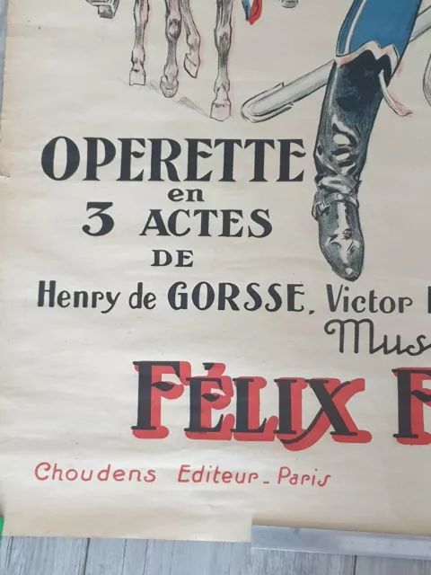 Grande affiche ancienne LA HUSSARDE signée L.D. Valvérane Circa 1920 2