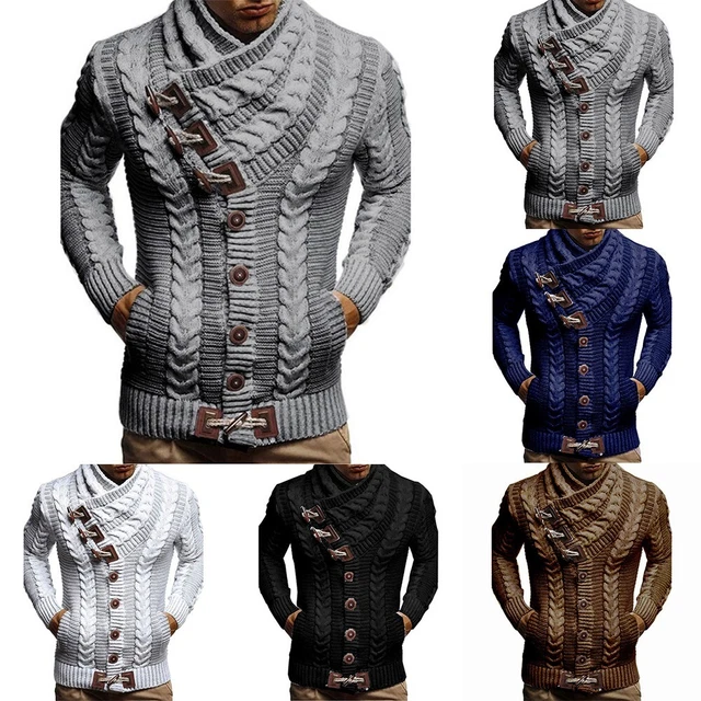 Chandails tricotés décontractés pour hommes cardigan à capuche hiver veste c