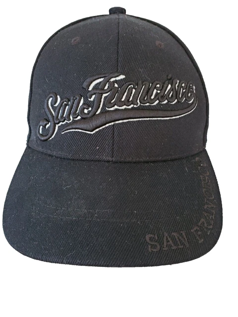 San Francisco BallCap Hat Black Shadow Embroidered & Black/Black on Brim & Strap