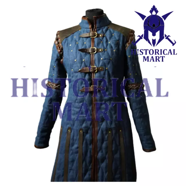 Aketon-vest-Jacket-Armor-COSTUMES Medieval-Gambeson-thick-padded-coat-Dress-Sca
