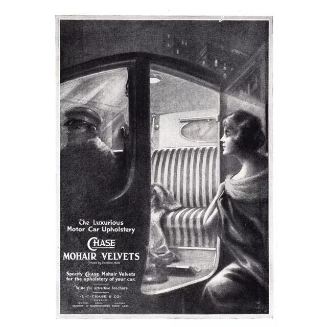 1917 Chase Mohair Velvets: Luxurious Motor Car  Upholstery Vintage Print Ad
