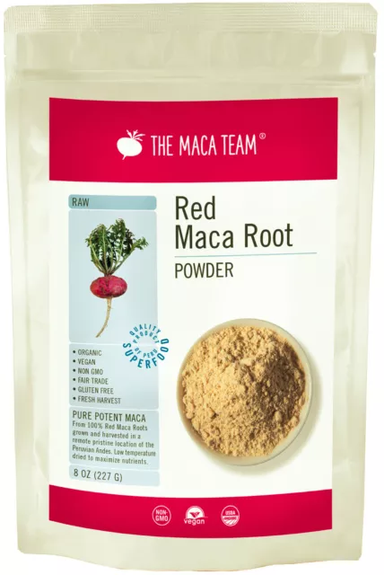 Raw Organic Red Maca Powder - Fresh Harvest From Peru - 8 oz 25 servings