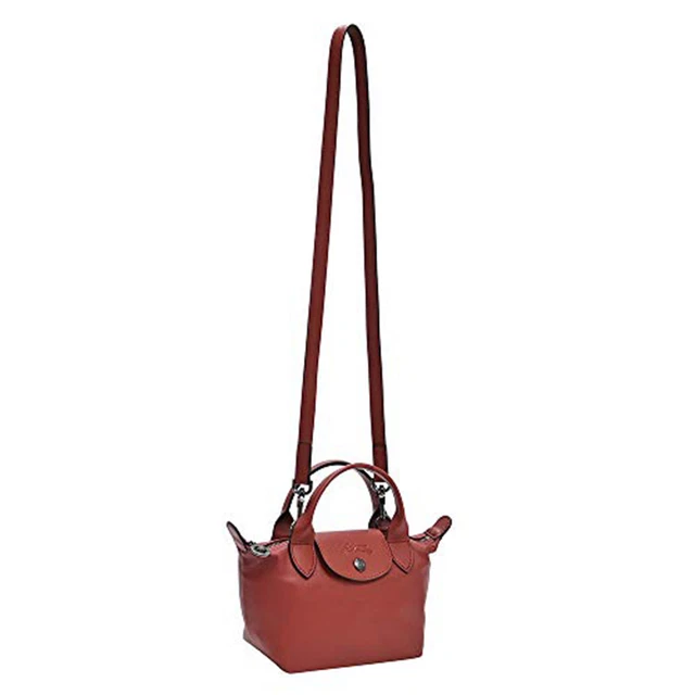 LongChamp Women's Le Pliage Sienna Leather Tote Handbag With Top Handle Red X