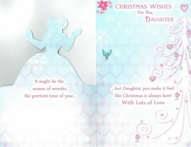 FILLE ~ Carte de Noël officielle Disney Princess Cindrella effet 3D cadeau neuf 2