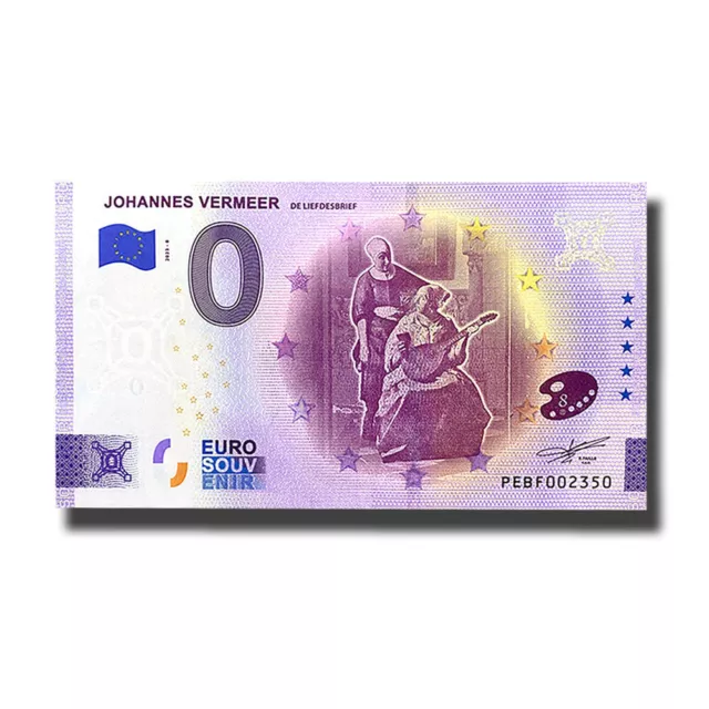0 Euro Souvenir Banknote Johannes Vermeer Liefdesbrief Netherlands PEBF 2023-8