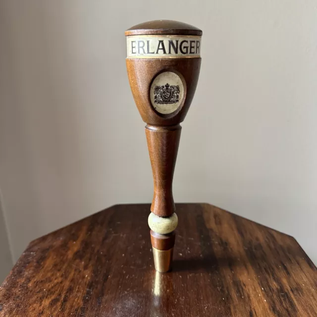 Vintage ERLANGER  Wooden Beer Tap Pull 8.5" Man Cave Home Bar