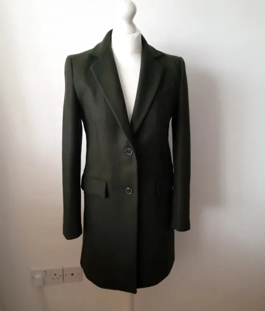 Zara Dark Green Ladies Wool Blend Coat Size XS Extra Small 6 8