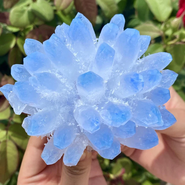 467G New Find sky blue Phantom Quartz Crystal Cluster Mineral Specimen Healing 2