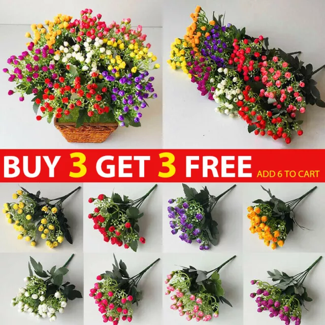 36 Heads Artificial Silk Flowers Bunch Wedding Home Grave Outdoor Bouquet UK