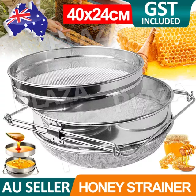 Honey Strainer Filter Stainless Steel Double Sieve Beekeeping Equipment Kit OZ