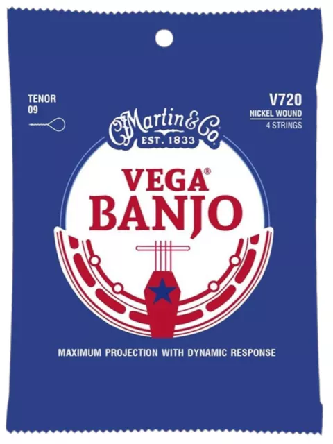 Martin V720 Vega Banjo - Saiten für Tenorbanjo 4-string (009-030) - light