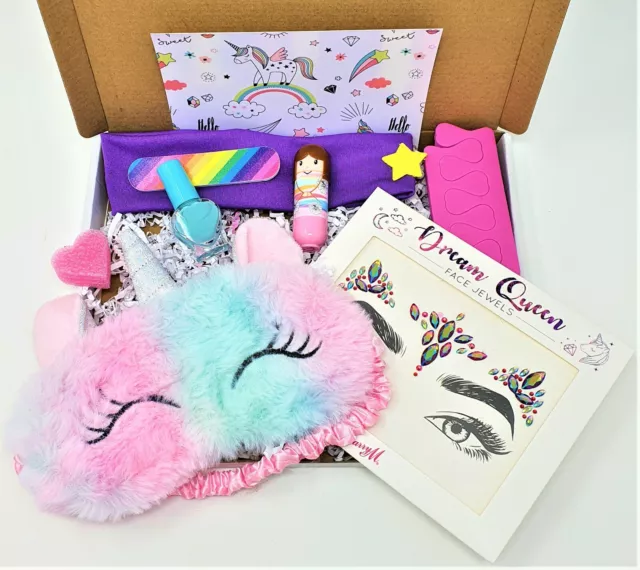 Childrens Girls UNICORN Pamper Gift box Set Beauty kit Birthday Hamper Sleepover