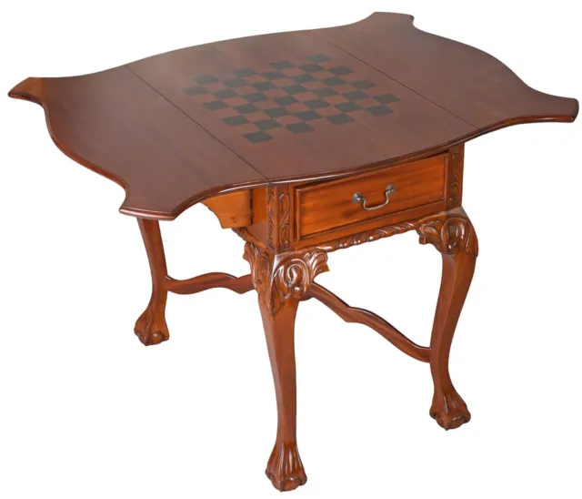 Holztisch Mahagoni Tisch Schachbrett Spieltisch Klapptisch Antik Schachtisch