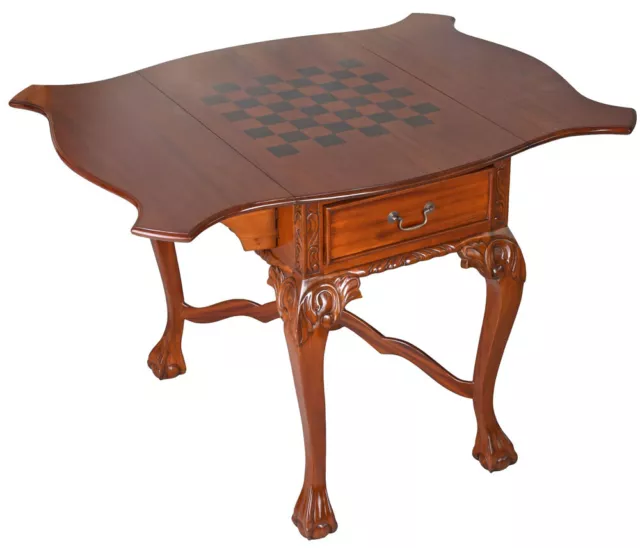 Holztisch Mahagoni Tisch Schachbrett Spieltisch Klapptisch Antik Schachtisch