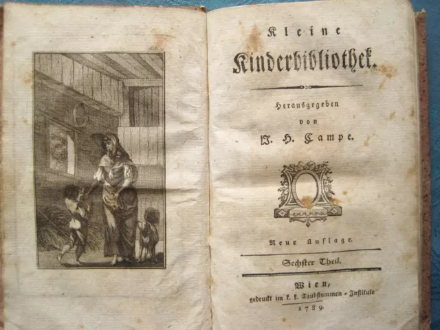 Kleine Kinderbibliothek Joachim Heinrich Campe 1789 KUPFERSTICH KINDERBUCH