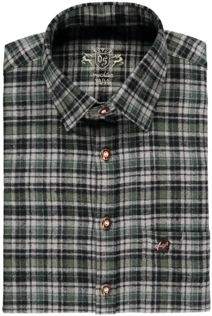 Camicia forestale OS Trachten® con ricamo camicia da caccia uomo maniche lunghe a quadretti camicia in flanella
