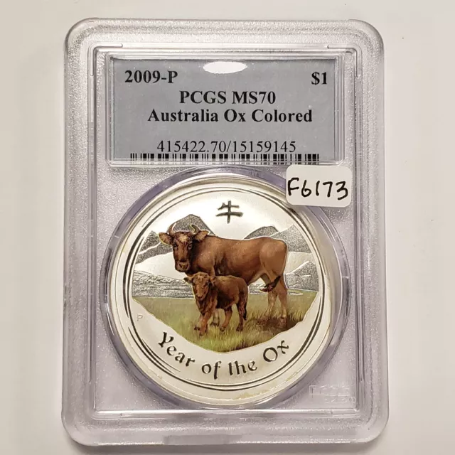 2009-P $1 Australia Year of the Ox - PCGS MS 70 Colored - SKU-F6173