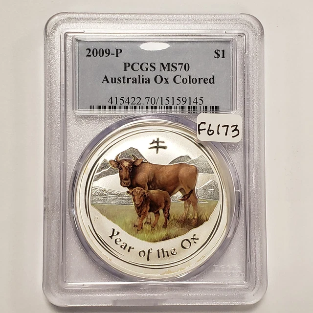 2009-P $1 Australia Year of the Ox - PCGS MS 70 Colored - SKU-F6173