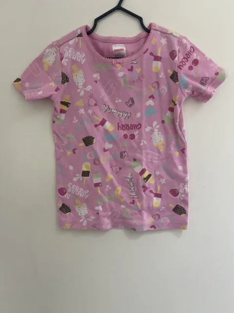 Gymboree Kid Girls Colorful Ice Cream Cherries Cotton Short Sleeve PJ Top Pink 7