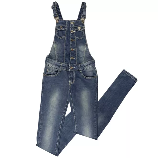 Dungarees Overalls Jumpsuit Vintage Navy Blue Skinny Fit Denim Petite XS VGC