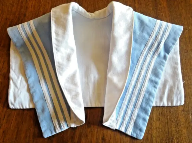 COL Marin ancien en coton bleu ciel et blanc ,doublé coton