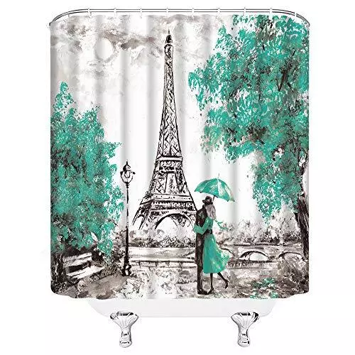 Paris Shower Curtain Oil Painting Paris Eiffel Tower European City Landscape Vin 3
