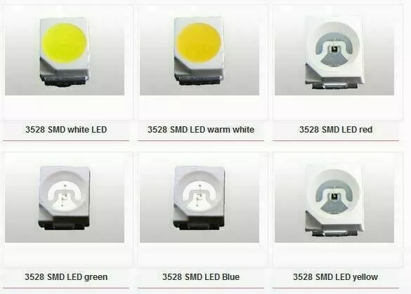 SMD LED LEDs 3528 RED BLUE GREEN WHITE WARM WHITE - 25 50 100 PACKS NEW UK