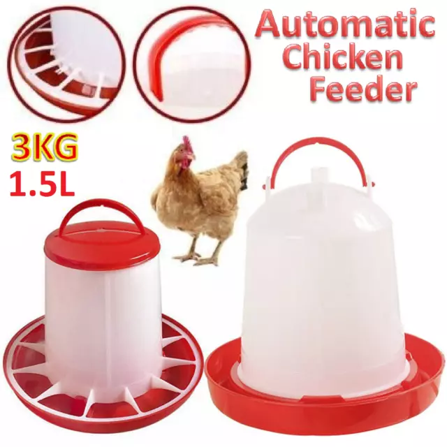 1.5L Automatic Chicken Drink Feeder Bird Aviary Chook Poultry Drinker Waterer AU