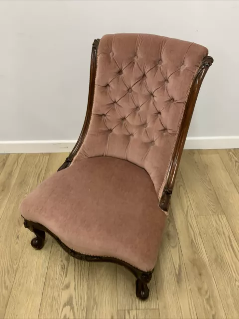 Antique Victorian Carved Mahogany Nursing Chair