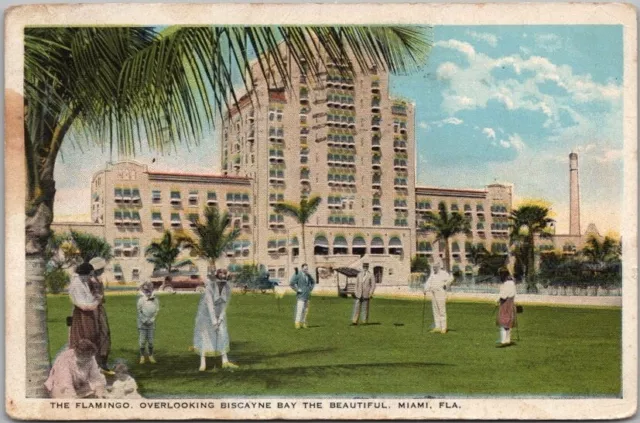 Vintage 1923 MIAMI, Florida Postcard THE FLAMINGO HOTEL Golf / Putting Green