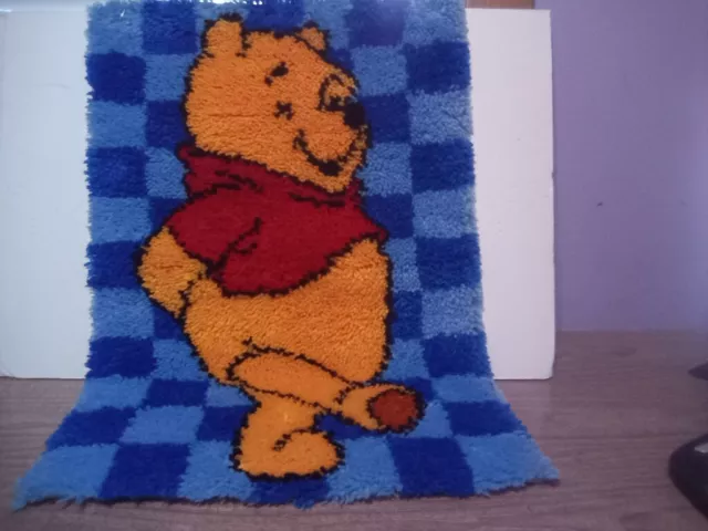 Winnie The Pooh Latch Hook Rug Wall Hanging Bright Colors 20x30 FINISHED