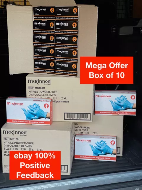 10 x 100 Nitrile Powder and Latex Free Disposable Gloves